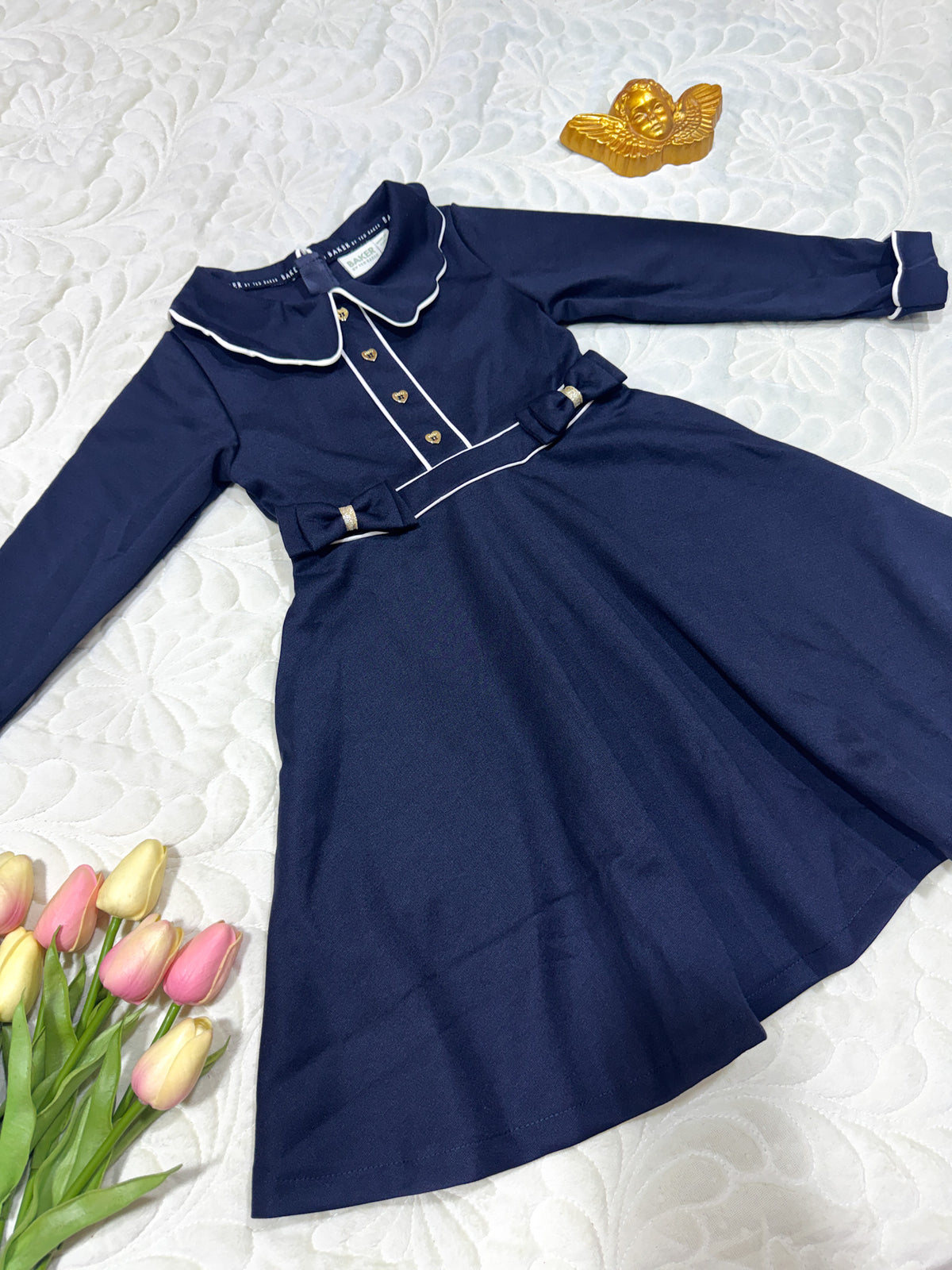 Baker by Ted Baker Navy Scallop Collar Dress