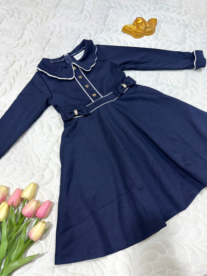 Baker by Ted Baker Navy Scallop Collar Dress