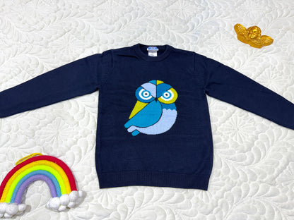 Jacadi Boys Navy Owl Intarsia Sweater