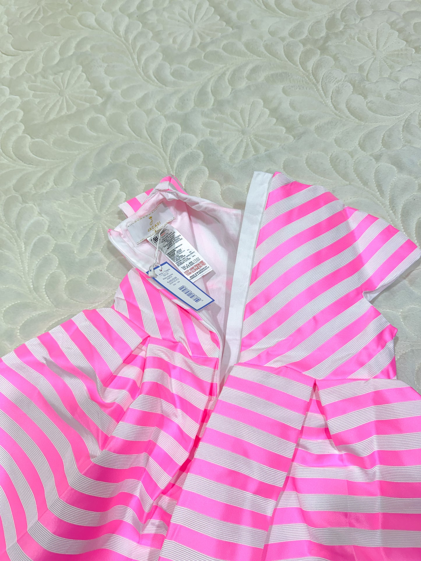 Robe rayée rose et blanche Jacadi