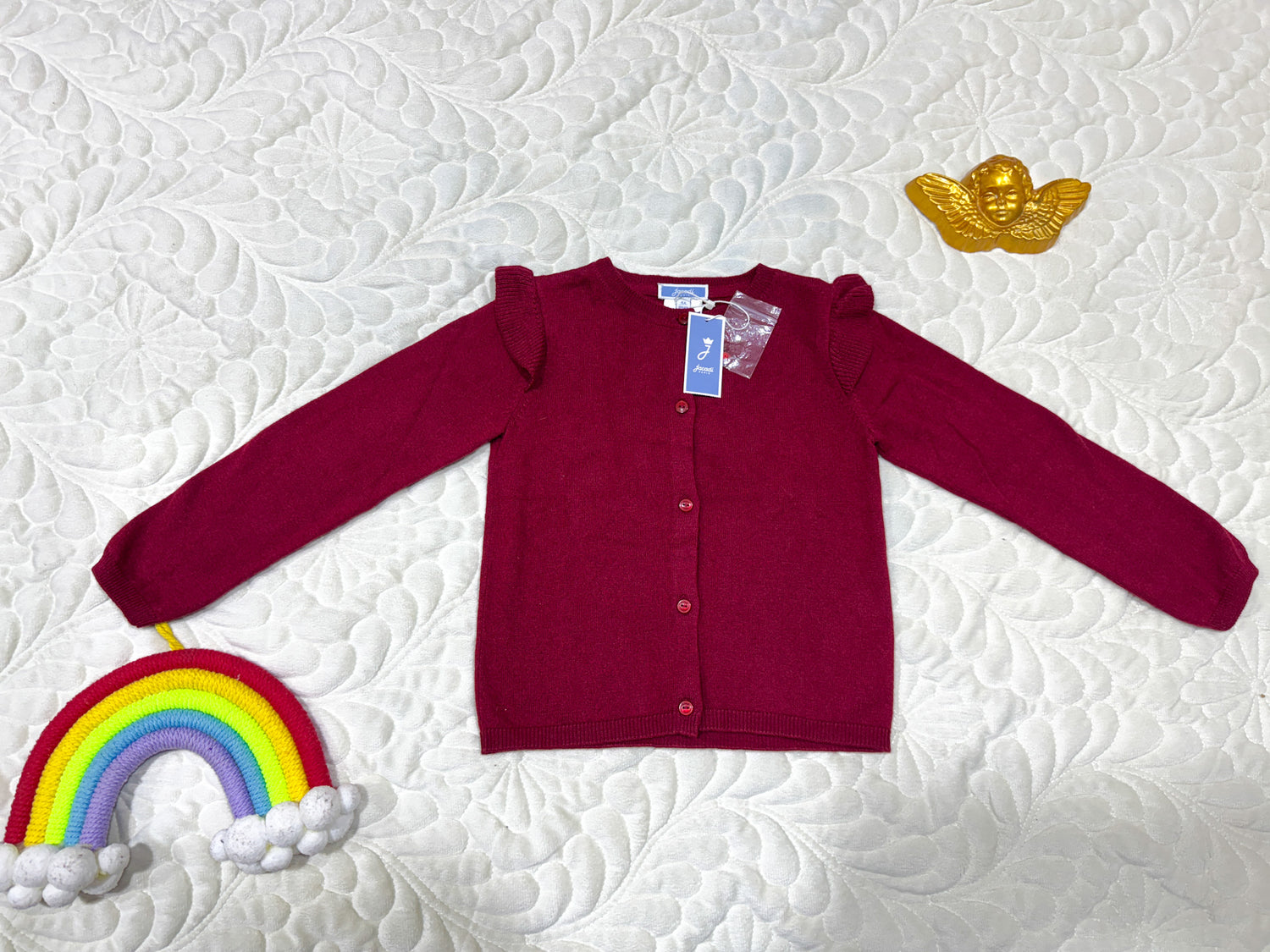 Jacadi Gilet fille rouge bordeaux à volants