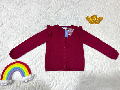 Jacadi Gilet fille rouge bordeaux à volants