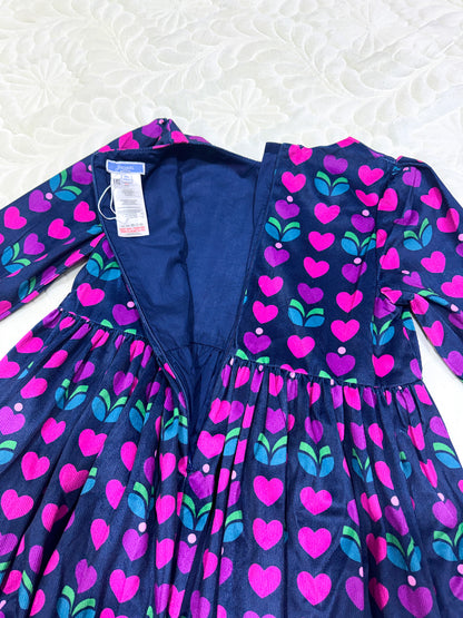 Robe imprimée cœur et tulipe marine Jacadi pour fille
