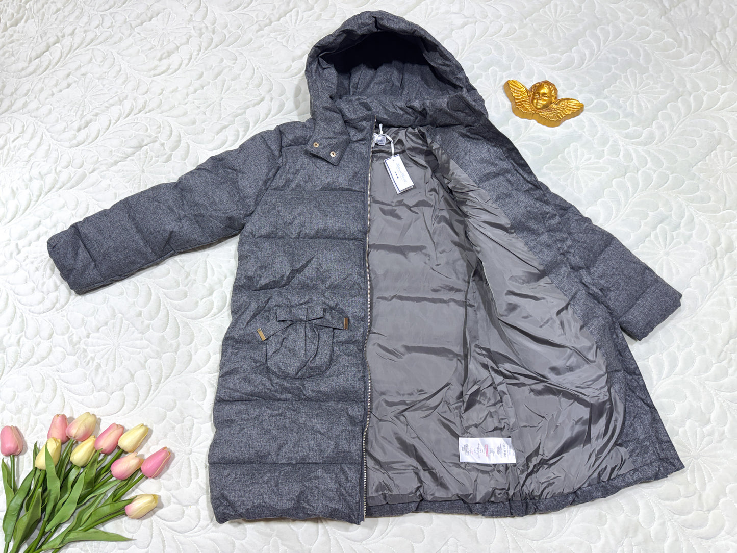 Tartine et Chocolat Grey Long Puffer Jacket