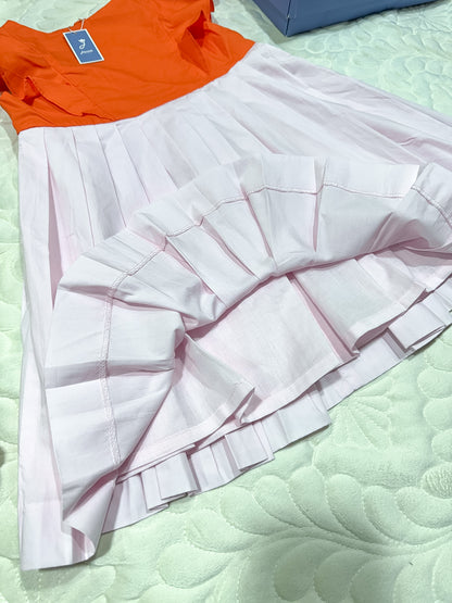 Robe plissée Jacadi orange et rose