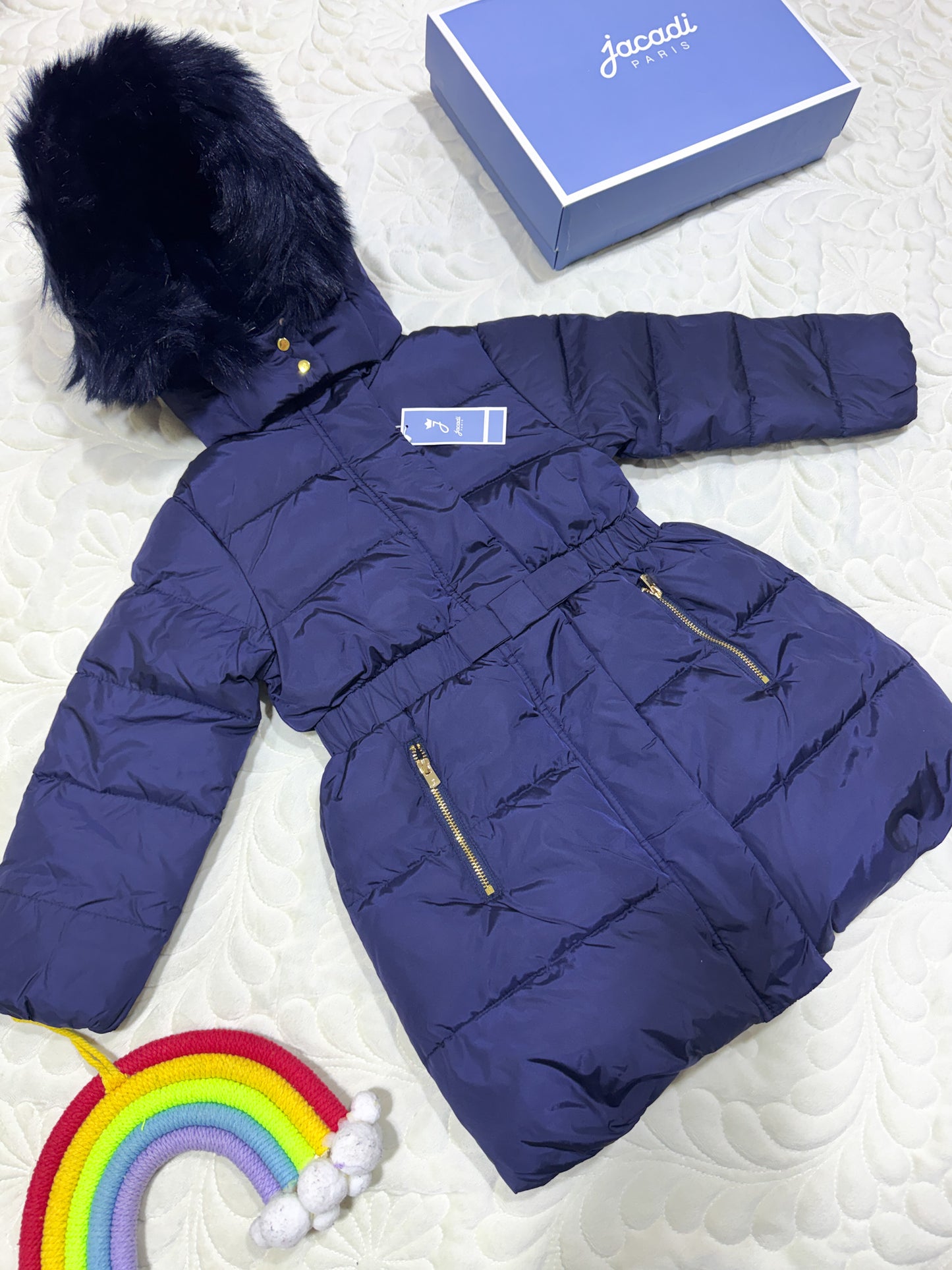 Doudoune Jacadi pour filles avec capuche en fausse fourrure