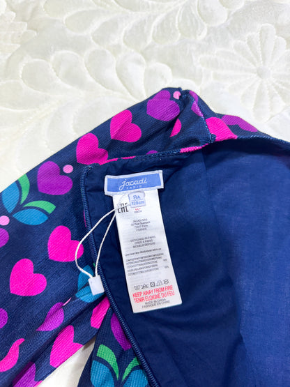 Robe imprimée cœur et tulipe marine Jacadi pour fille