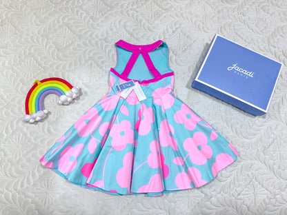Jacadi Robe sans manches à fleurs bleues et roses pour fille
