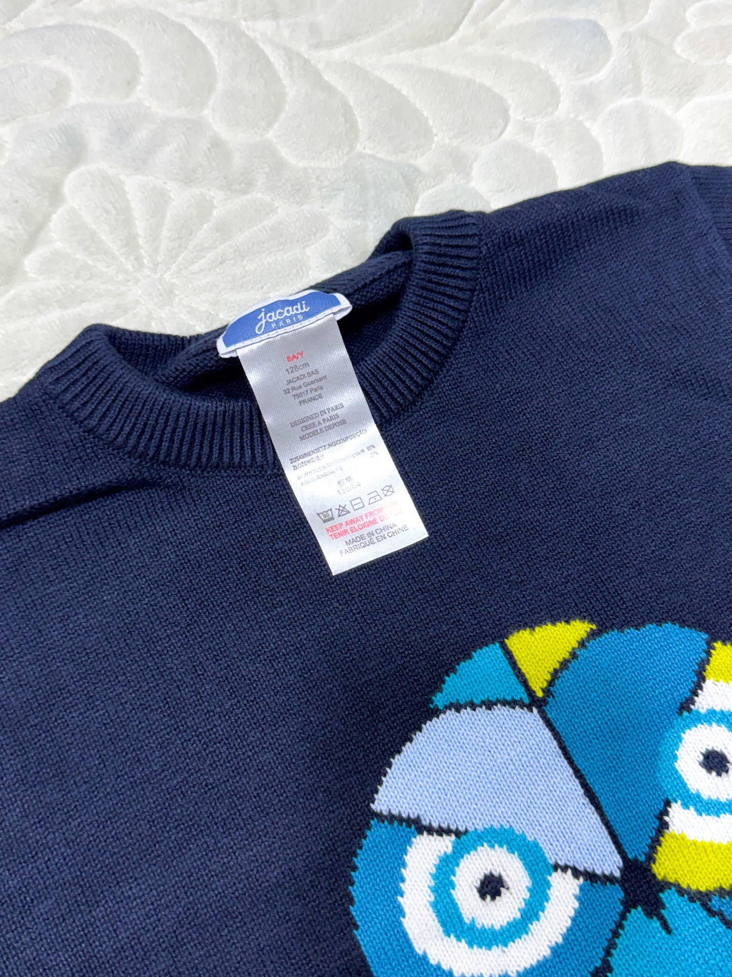 Jacadi Boys Navy Owl Intarsia Sweater