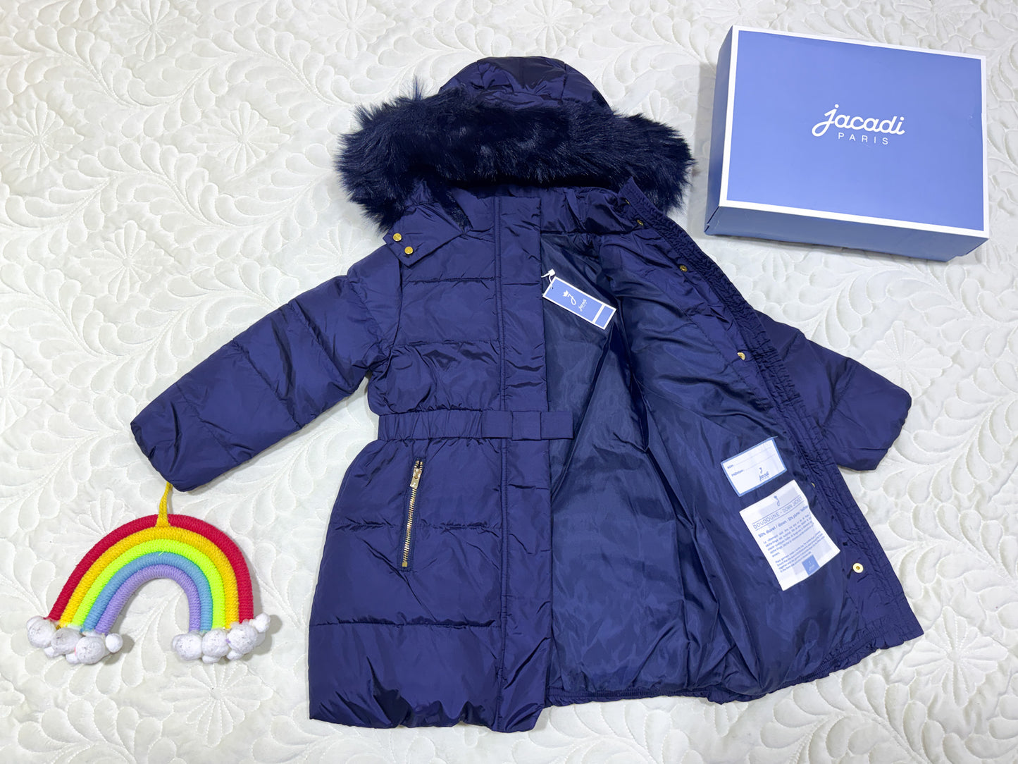 Doudoune Jacadi pour filles avec capuche en fausse fourrure
