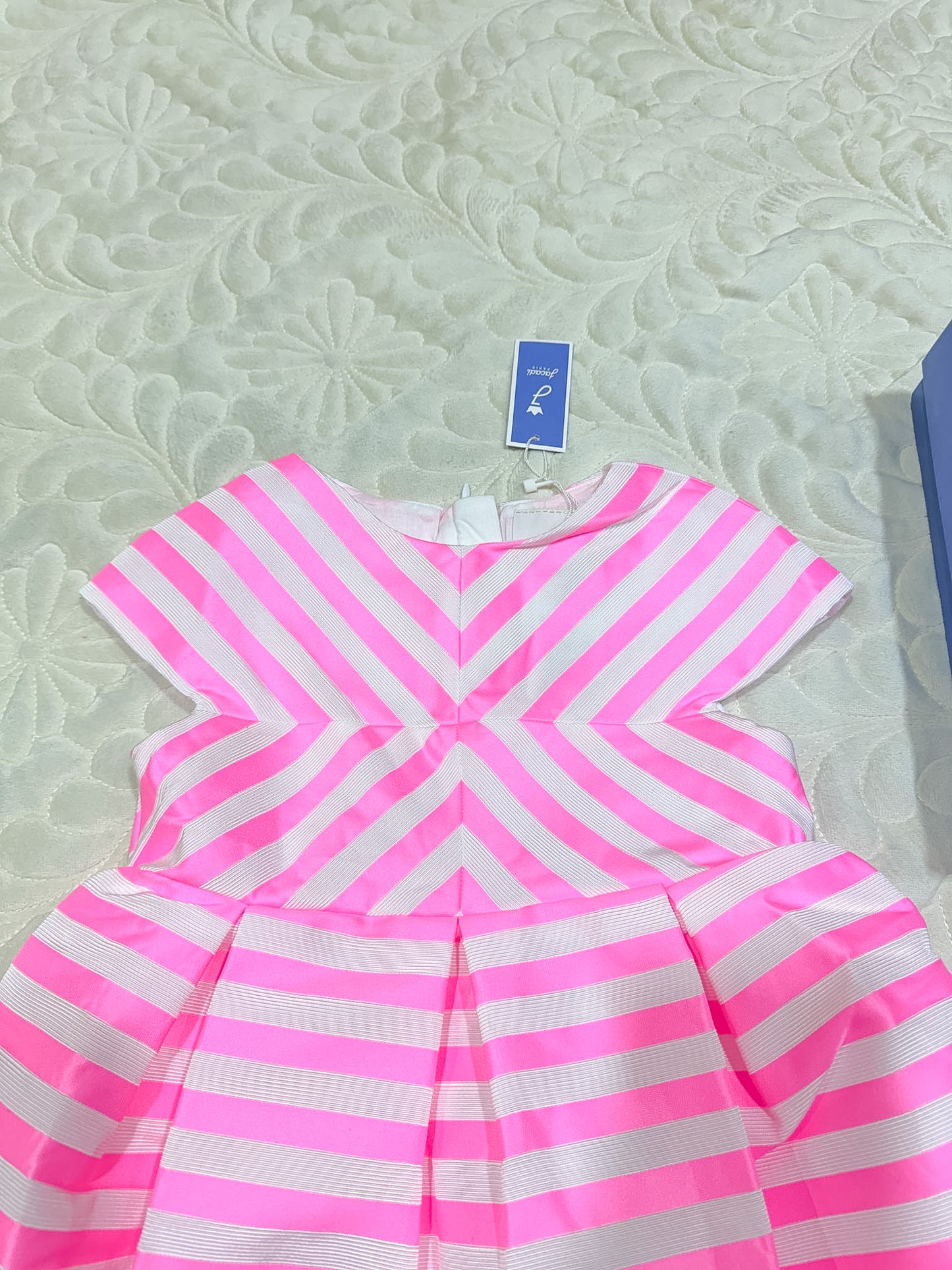 Robe rayée rose et blanche Jacadi