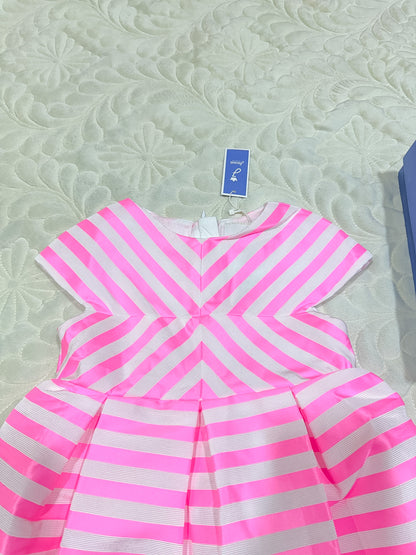 Robe rayée rose et blanche Jacadi