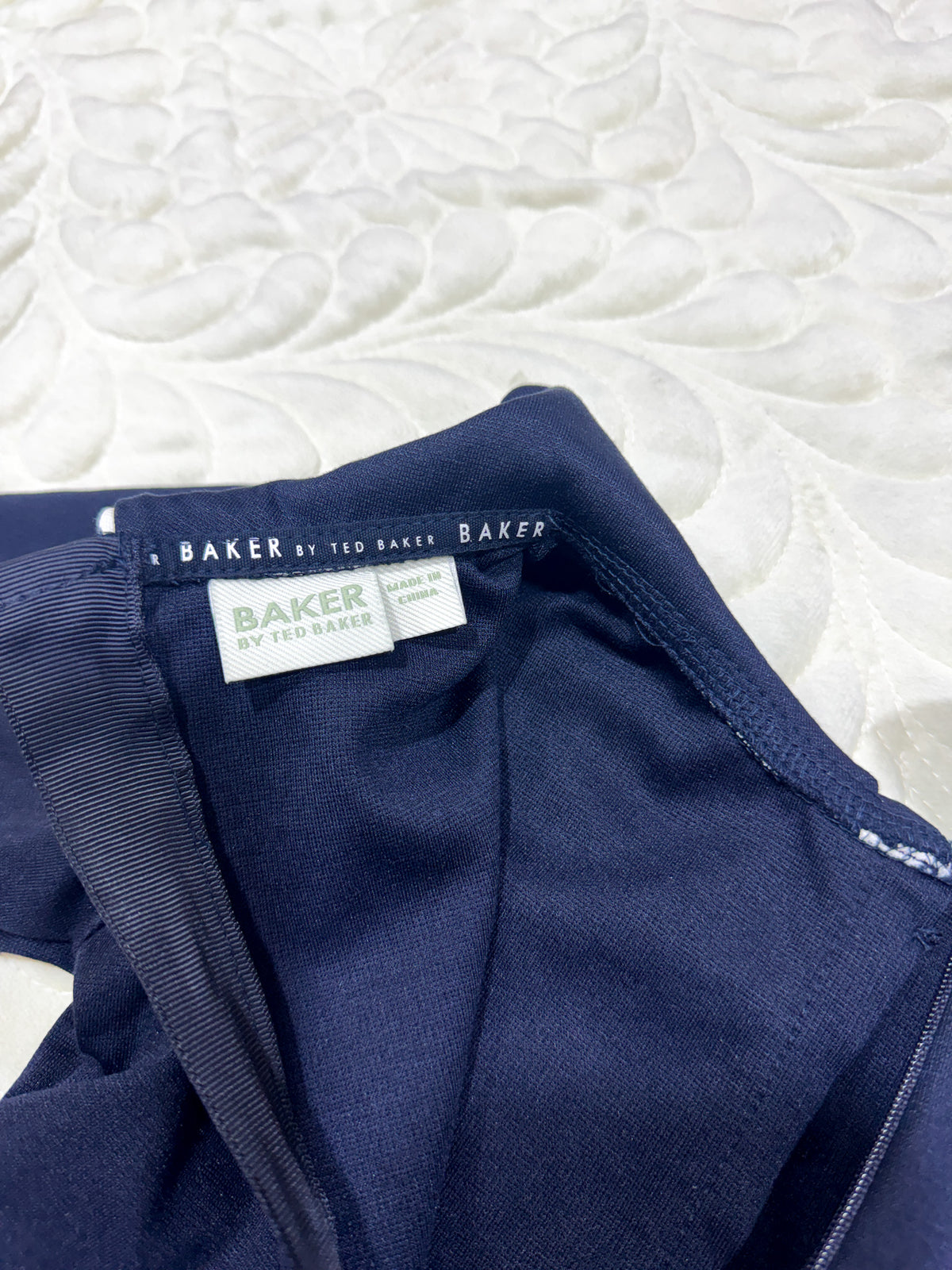 Baker by Ted Baker Navy Scallop Collar Dress