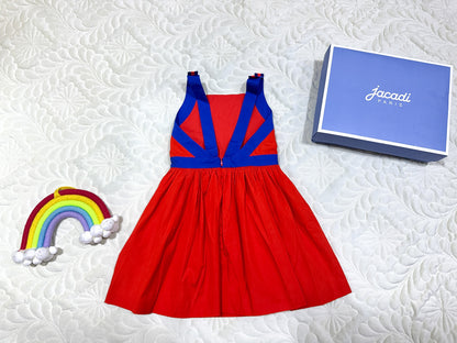 Robe sans manches Jacadi pour filles, orange-rouge et bleue