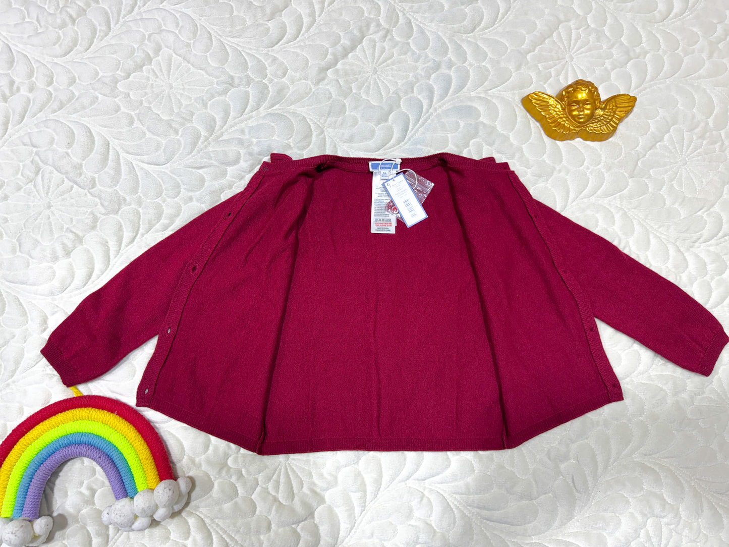 Jacadi Gilet fille rouge bordeaux à volants