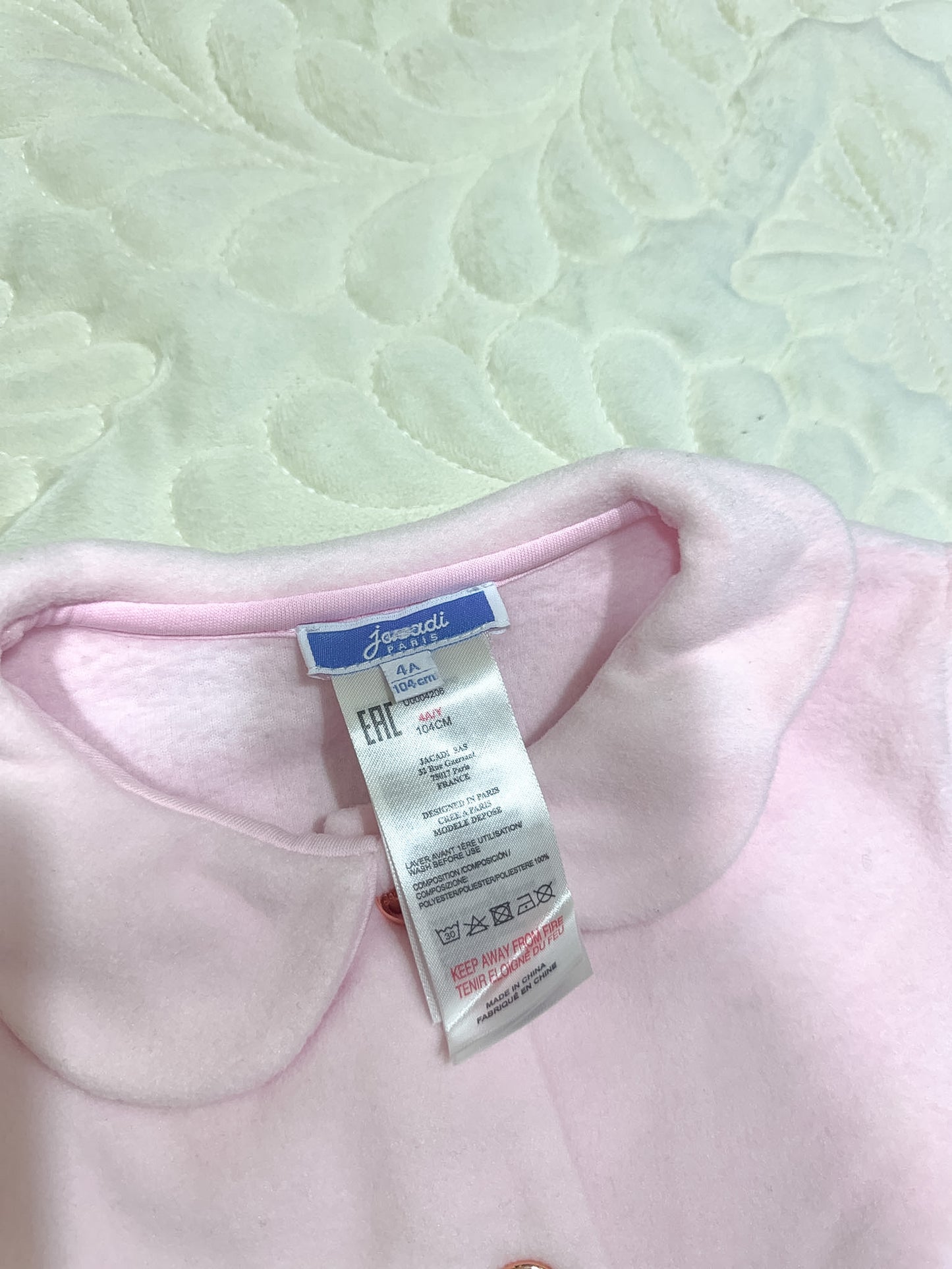 Jacadi Soft Pink Fleece Collar Robe
