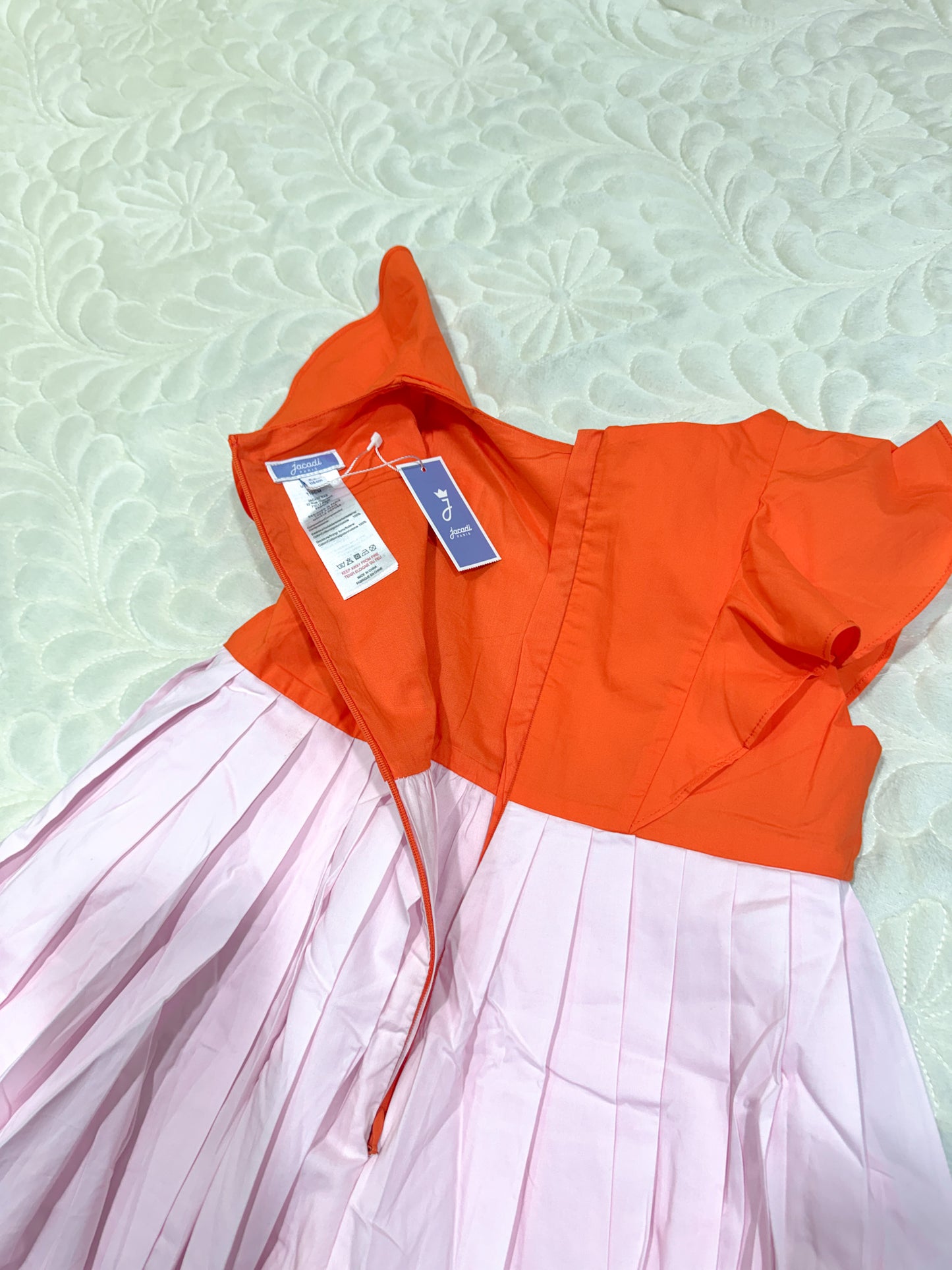 Robe plissée Jacadi orange et rose