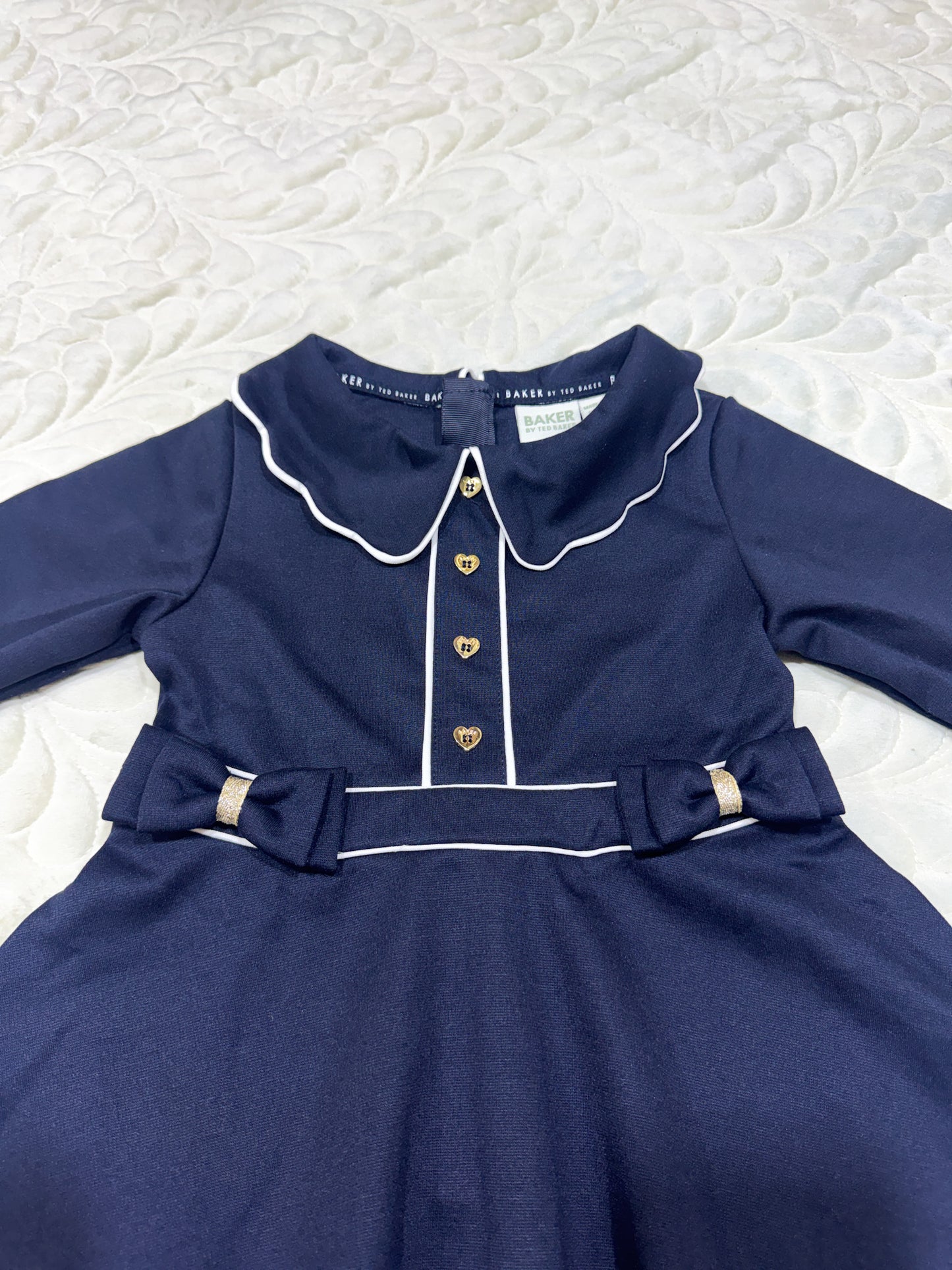 Baker by Ted Baker Navy Scallop Collar Dress