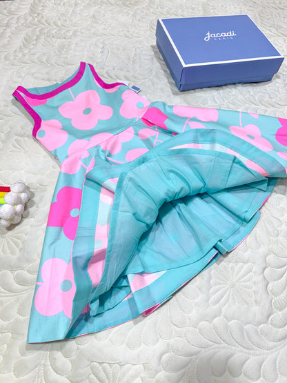 Jacadi Robe sans manches à fleurs bleues et roses pour fille