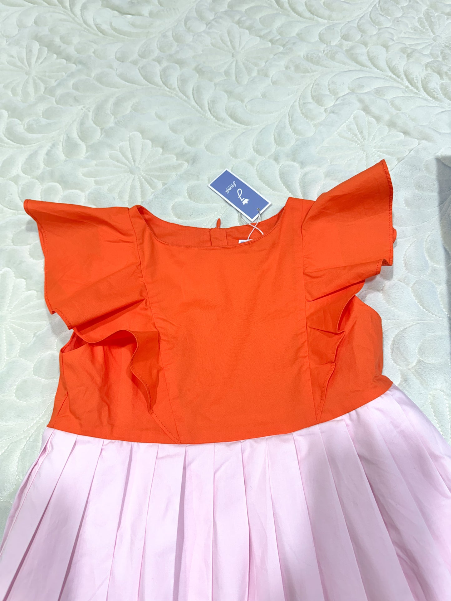 Robe plissée Jacadi orange et rose