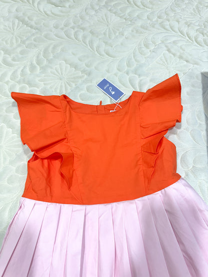 Robe plissée Jacadi orange et rose