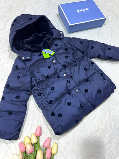Jacadi Navy Floral Winter Puffer Jacket