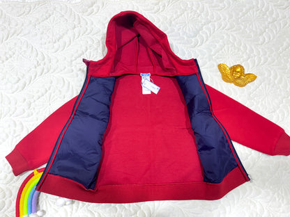 Doudoune hybride matelassée à capuche rouge Jacadi