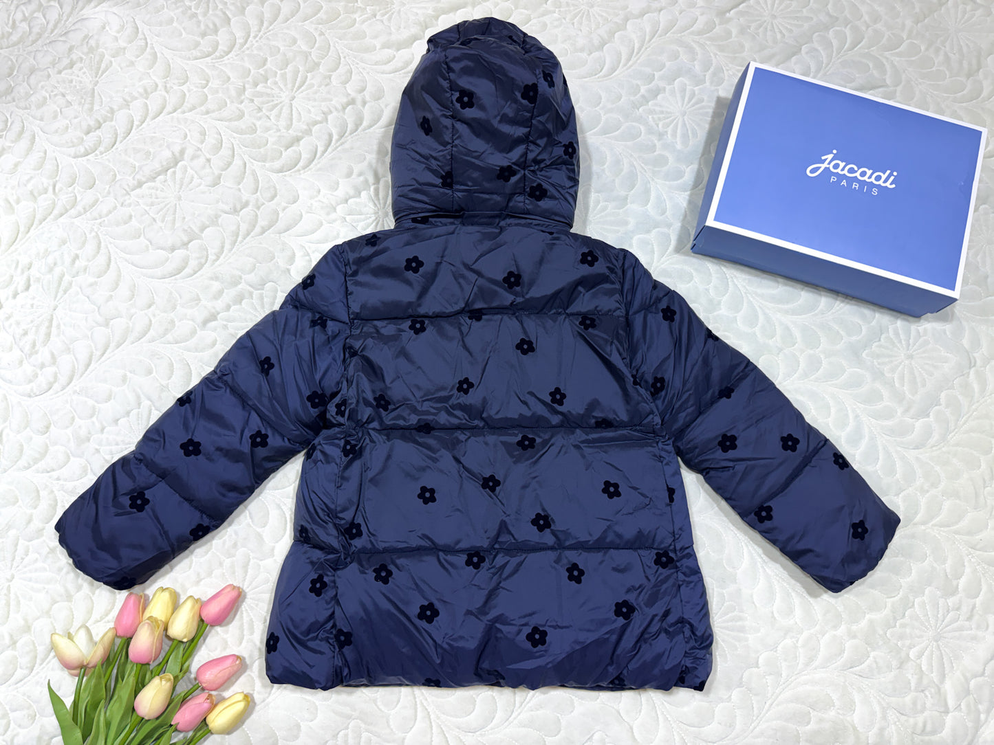 Jacadi Navy Floral Winter Puffer Jacket